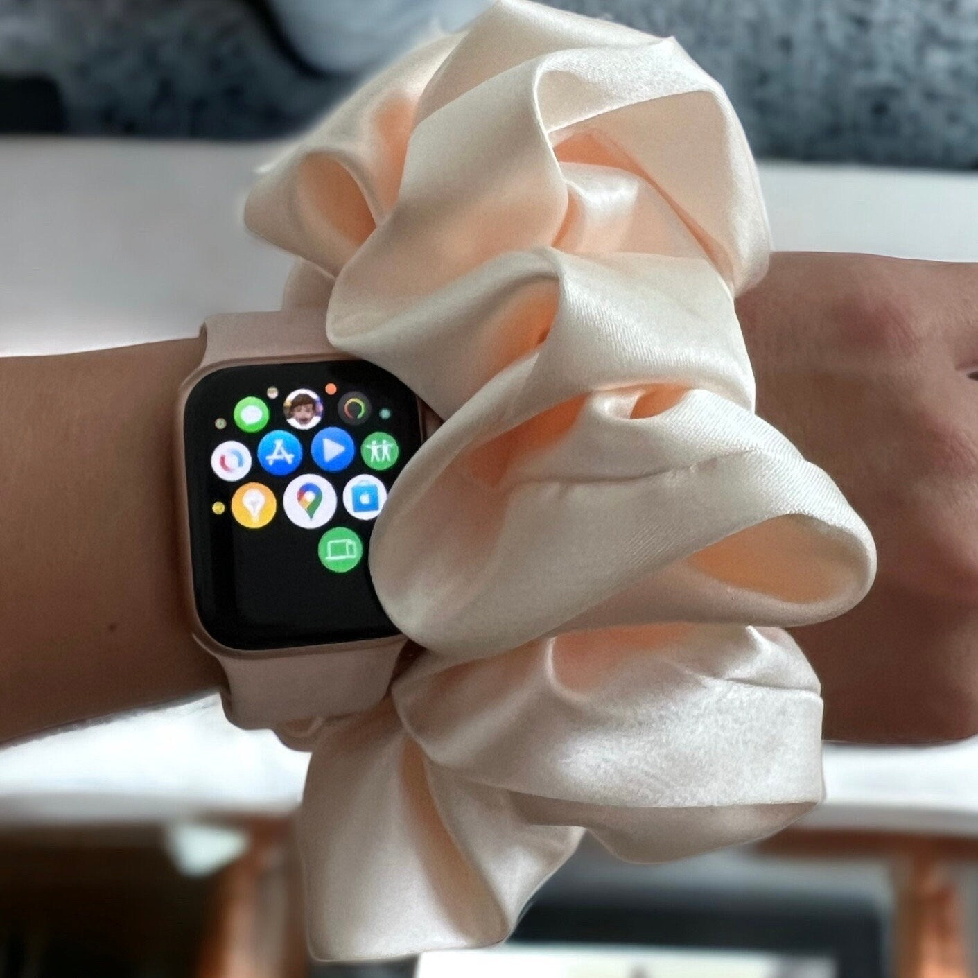 Cream Satin Scrunchie: Handmade Silk Hair Tie, Bridal Accessory