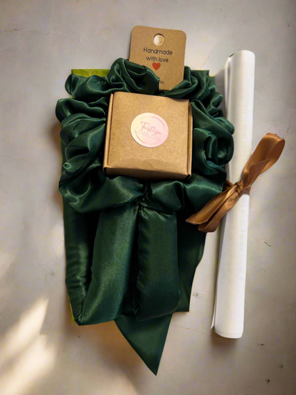 Best soft hair curler ever, green satin simple to use and no damage hair curler with long tails.