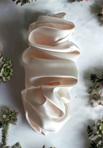 Cream Satin Scrunchie: Handmade Silk Hair Tie, Bridal Accessory