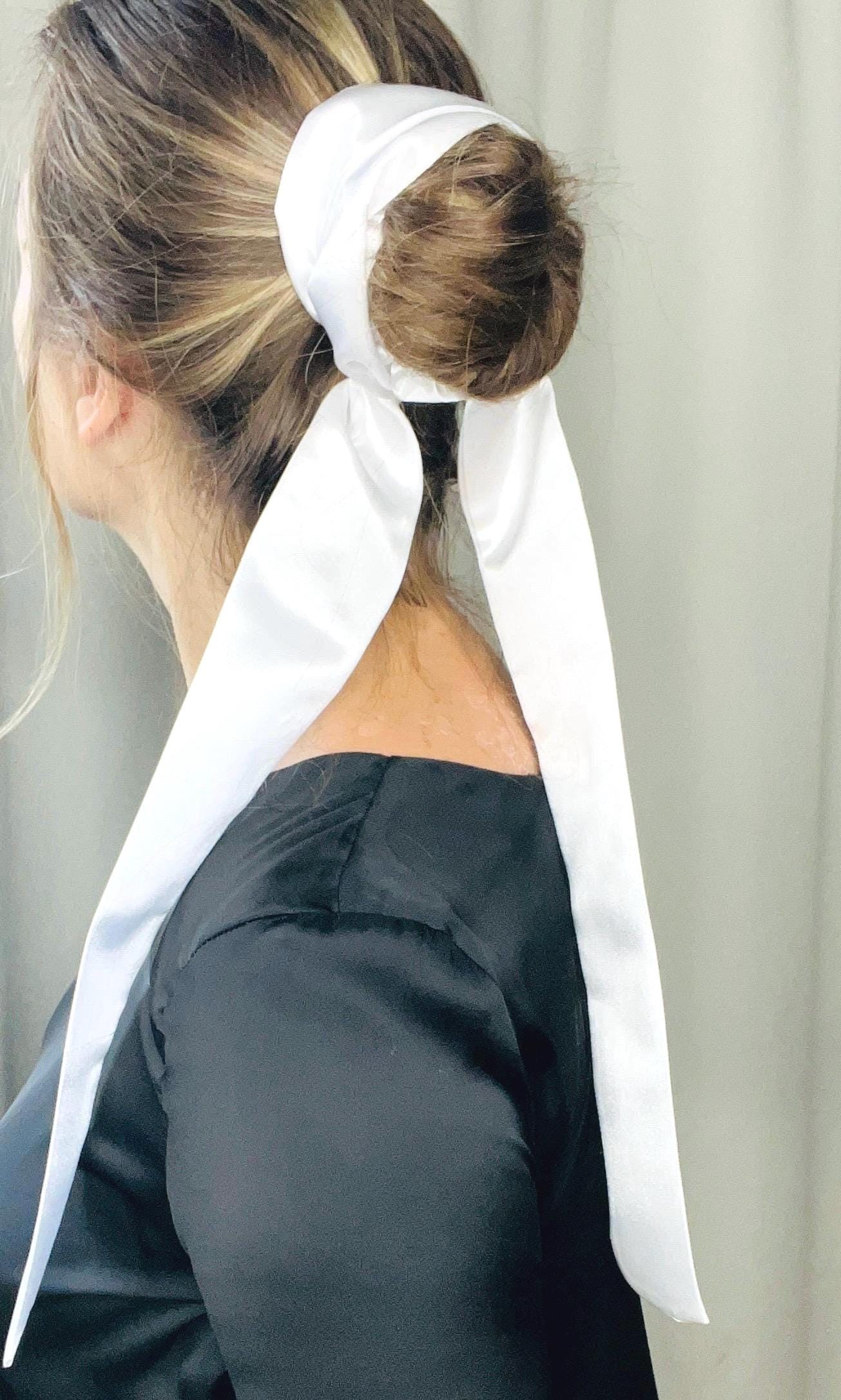 White Satin Hair Ribbon Elegant Accessory