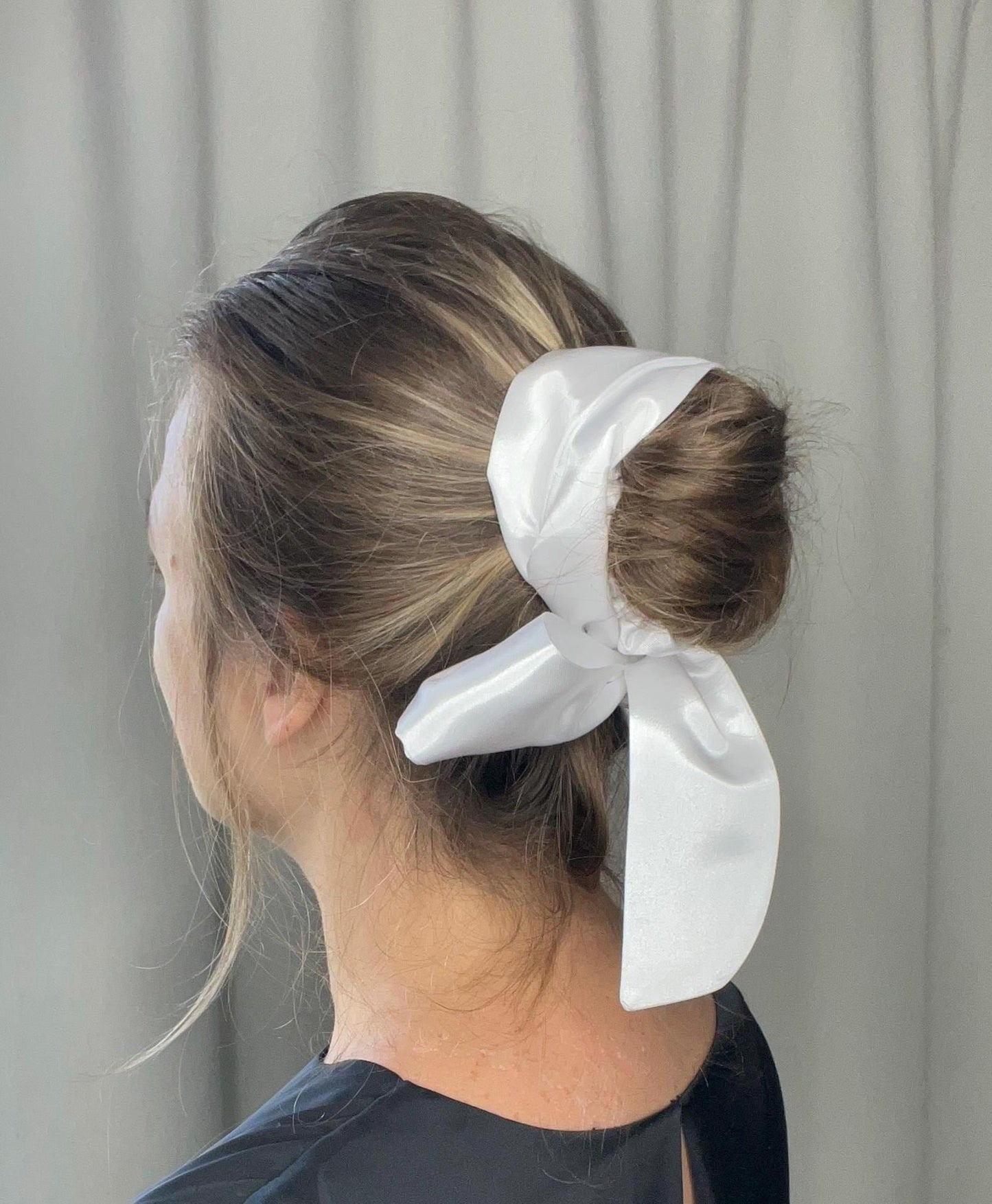 White Satin Hair Ribbon Elegant Accessory