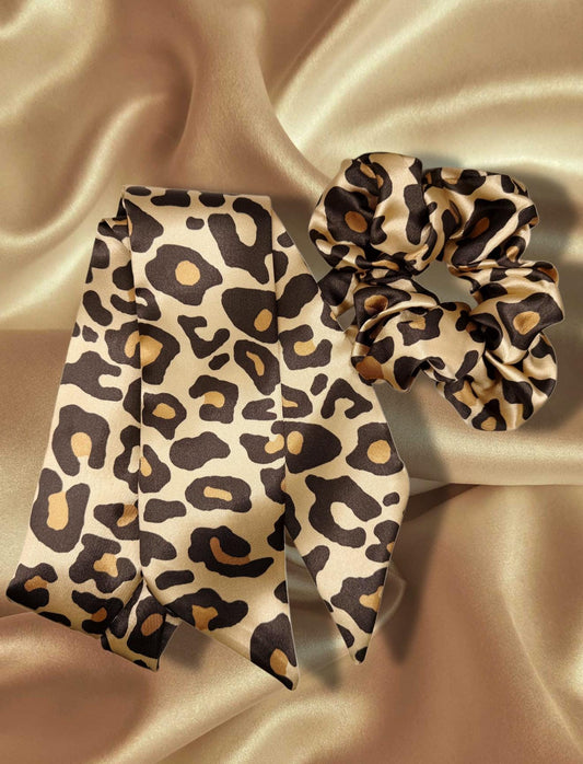Heatless Hair Curler Scrunchie – Tiger Print