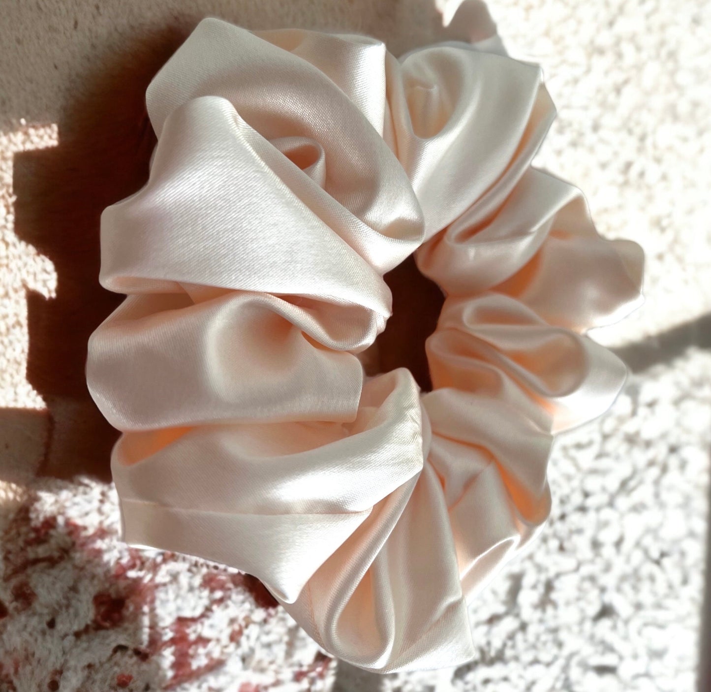 Cream Satin Scrunchie: Handmade Silk Hair Tie, Bridal Accessory