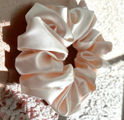 Cream Satin Scrunchie: Handmade Silk Hair Tie, Bridal Accessory