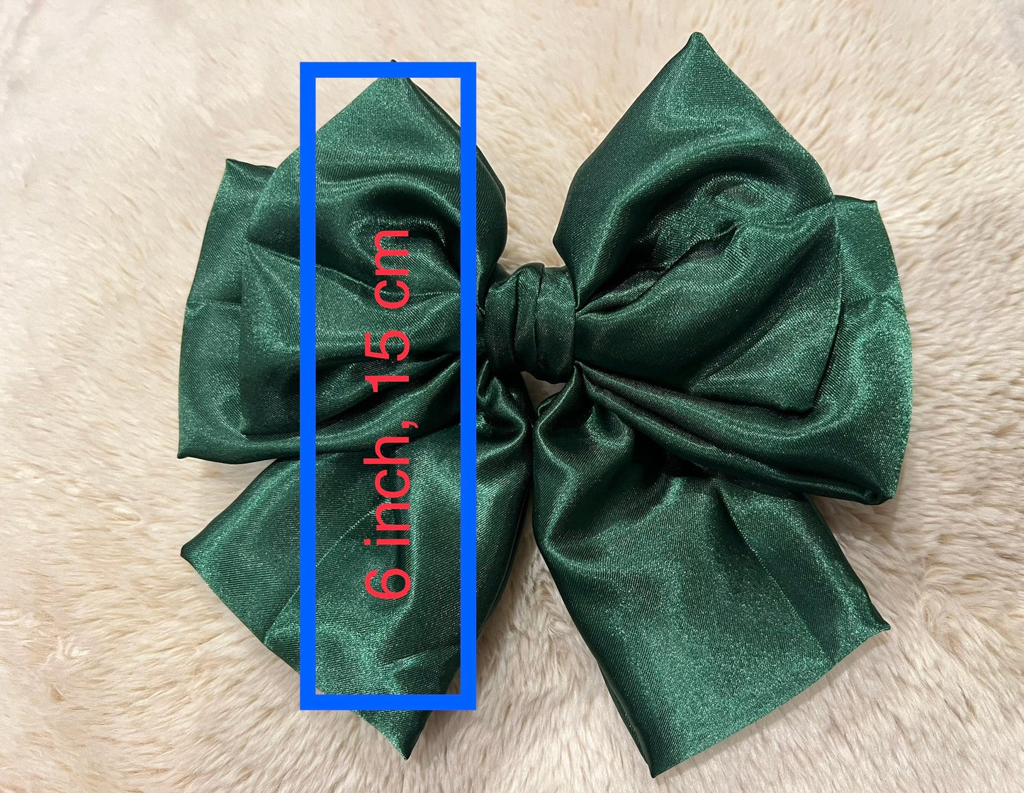 Green Satin Hair Bow with Clip: Handmade Women's Accessory