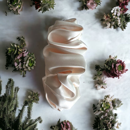 Cream Satin Scrunchie: Handmade Silk Hair Tie, Bridal Accessory