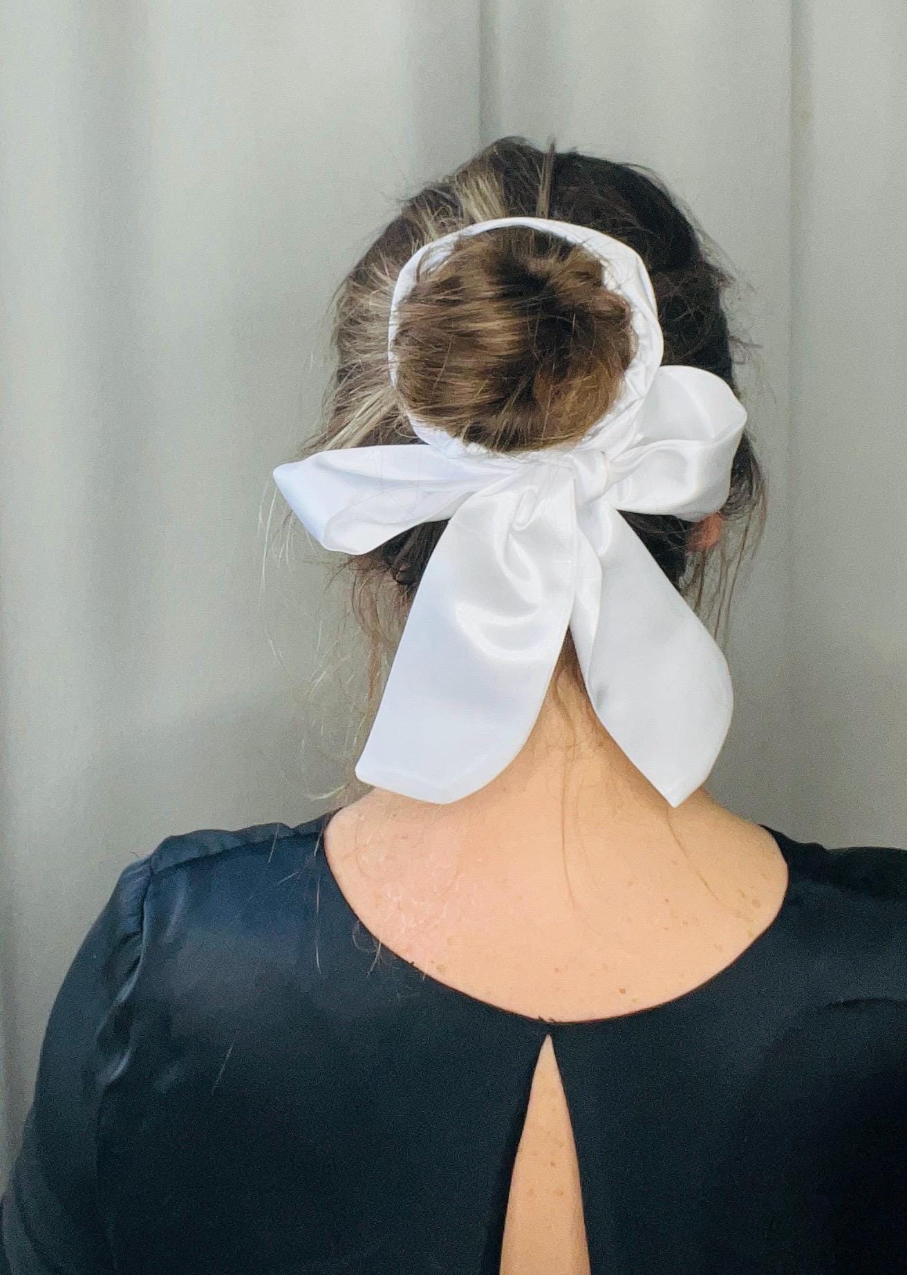 White Satin Hair Ribbon Elegant Accessory