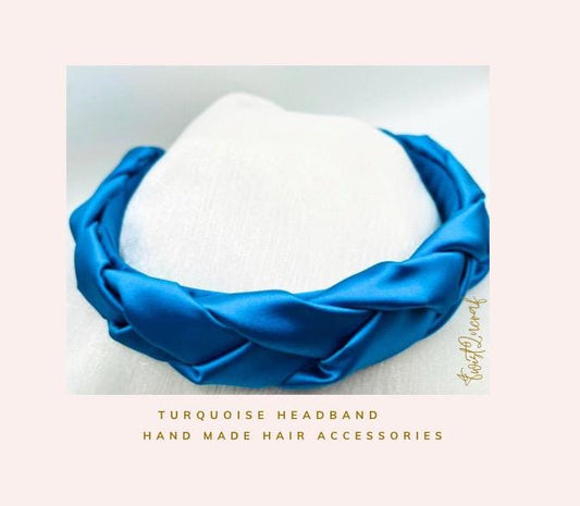 Braided Turquoise Headband: Satin Hair Accessory