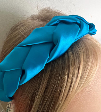 Braided Turquoise Headband: Satin Hair Accessory