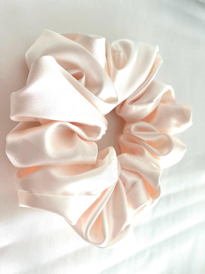 Cream Satin Scrunchie: Handmade Silk Hair Tie, Bridal Accessory