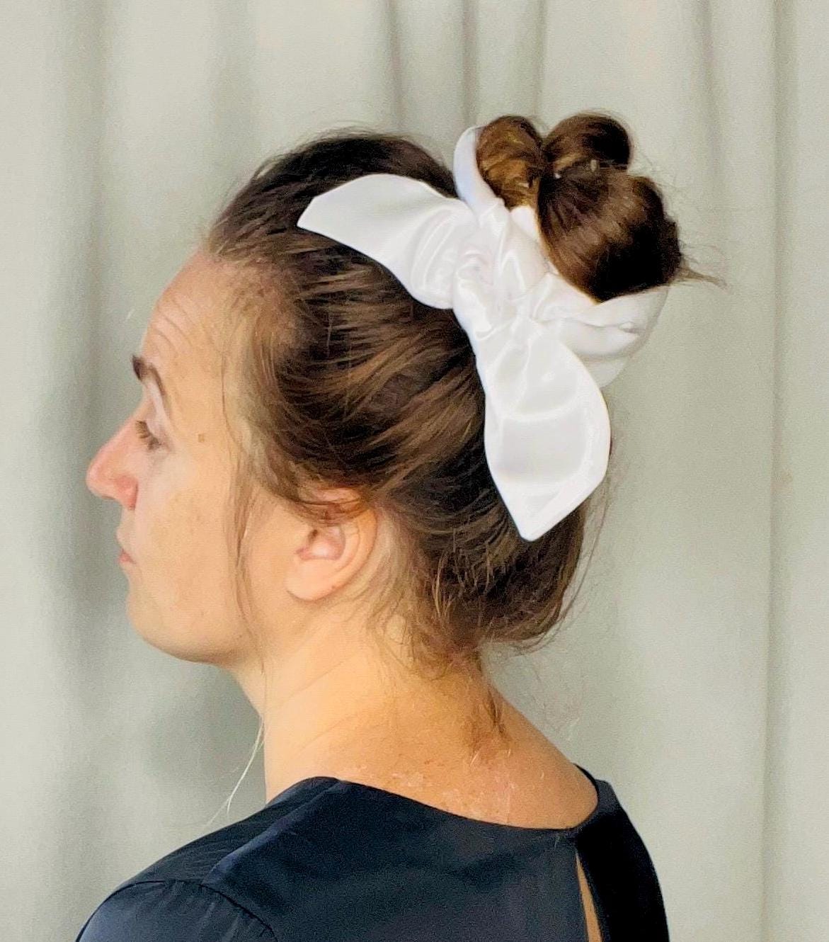 White Satin Hair Ribbon Elegant Accessory