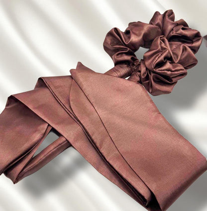 Brown Silky Scrunchie Hair Curler with Long Tails - Heatless Curls