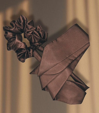 Brown Silky Scrunchie Hair Curler with Long Tails - Heatless Curls