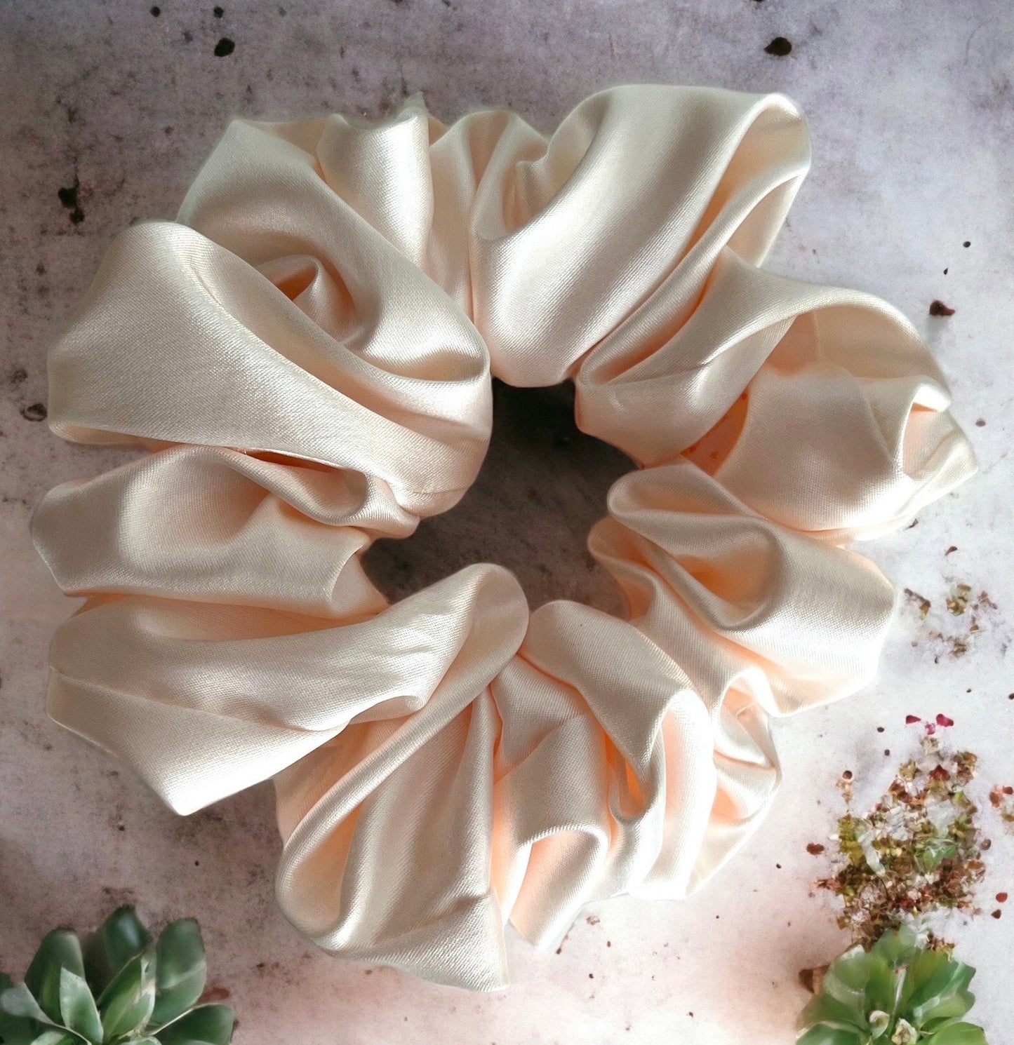Cream Satin Scrunchie: Handmade Silk Hair Tie, Bridal Accessory