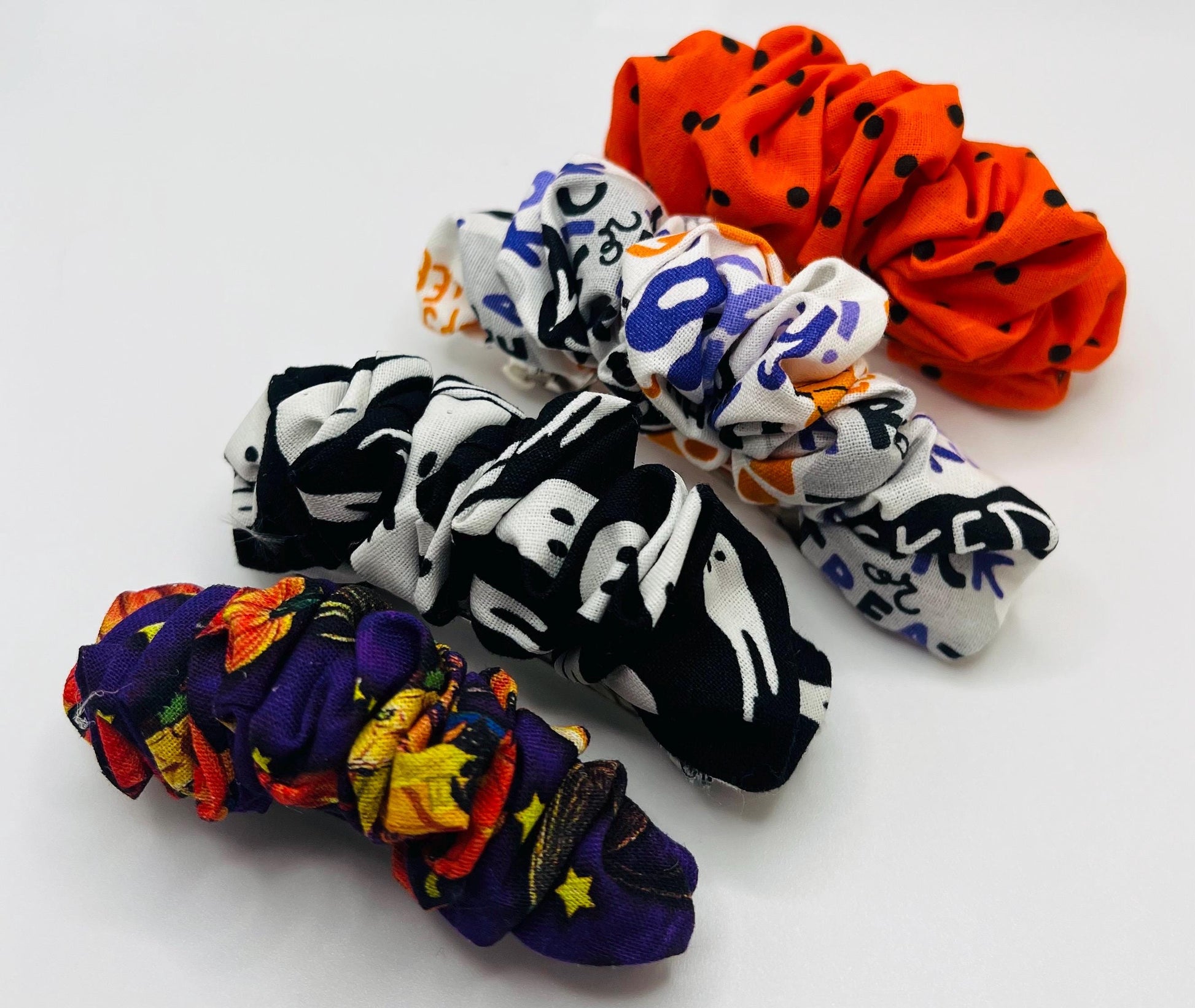 Handmade Halloween Scrunchie: Spooky Cotton Hair Accessory