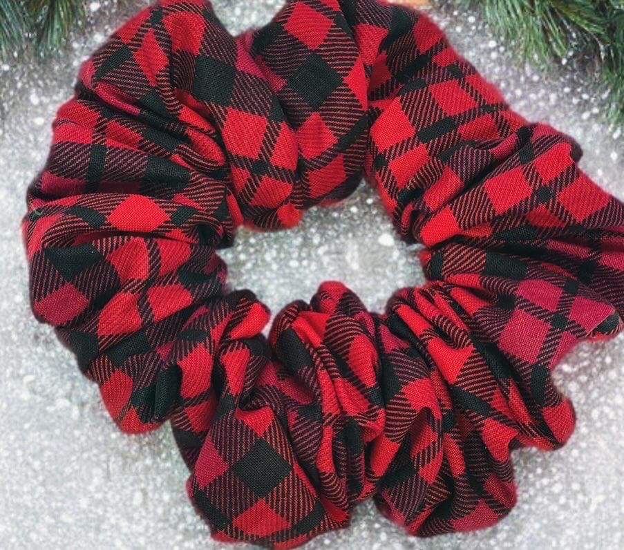 Christmas Scrunchie: Green Satin Holiday Hair Tie