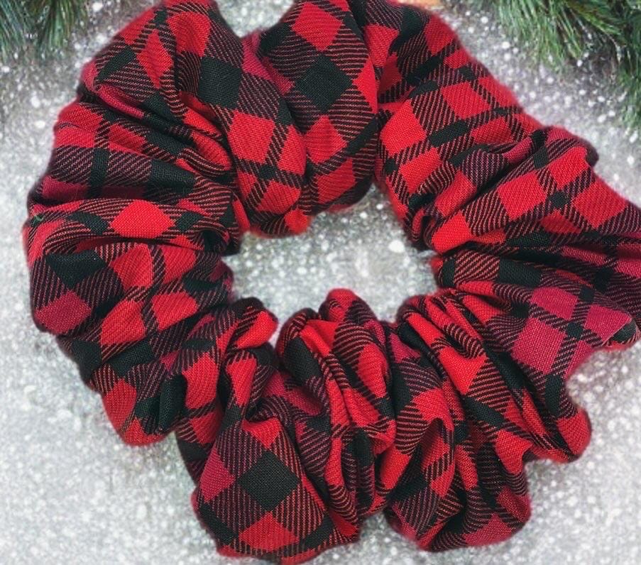 Christmas Scrunchie: Red Satin Holiday Hair Tie