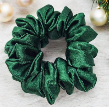 Christmas Scrunchie: Red Satin Holiday Hair Tie