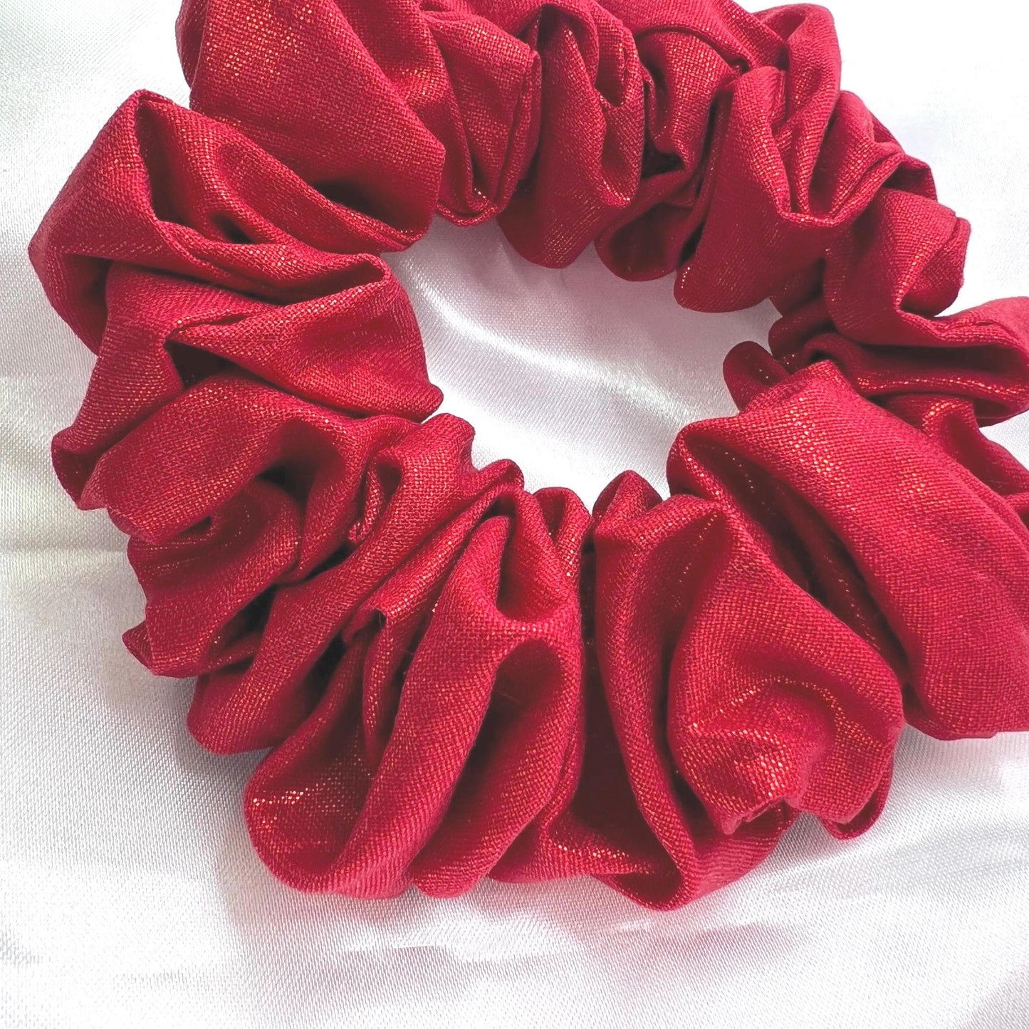 Christmas Scrunchie: Green Satin Holiday Hair Tie