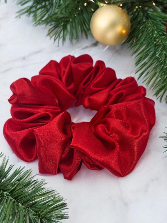Christmas Scrunchie: Red Satin Holiday Hair Tie