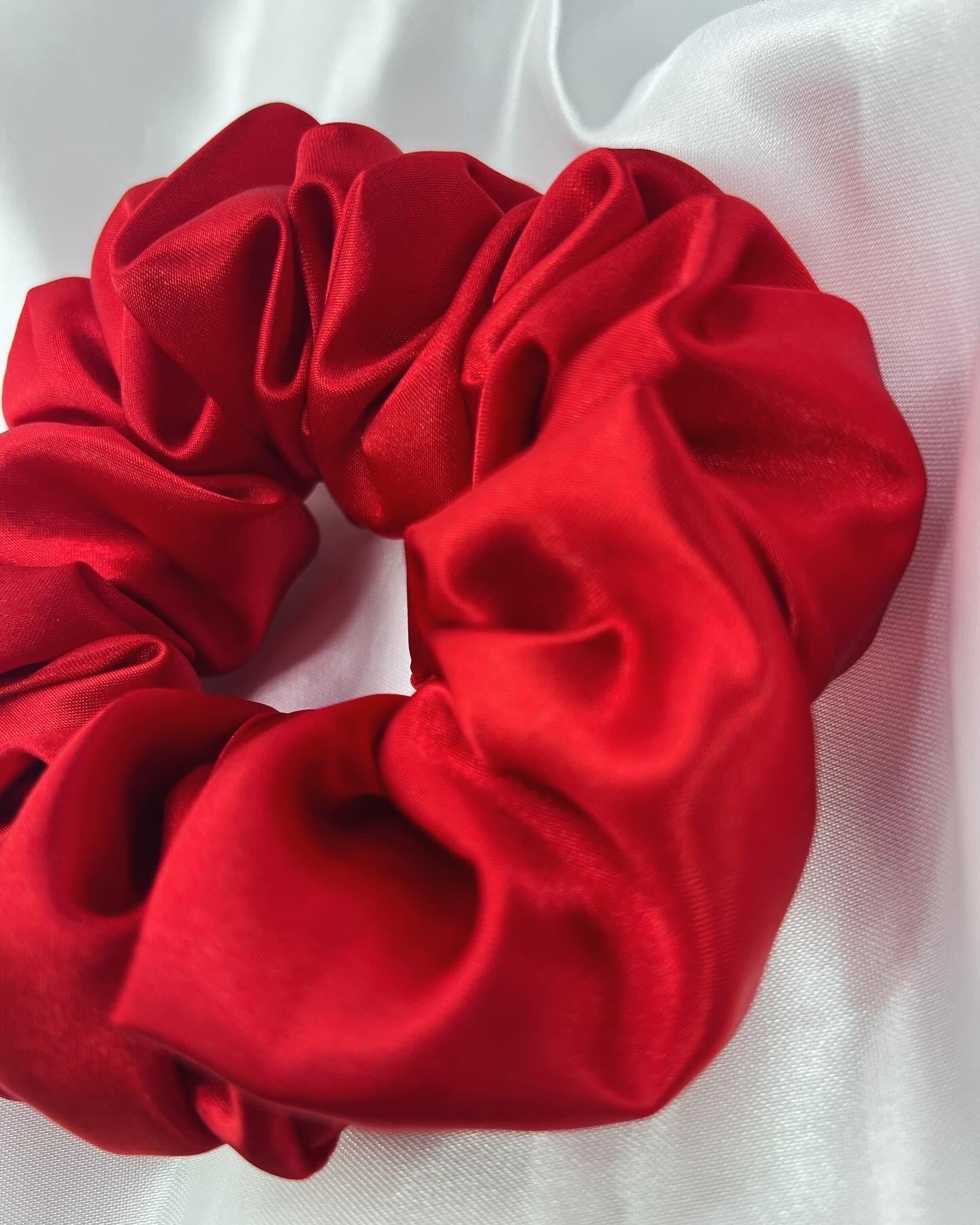Christmas Scrunchie: Red Satin Holiday Hair Tie
