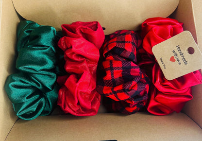 Christmas Scrunchie: Green Satin Holiday Hair Tie
