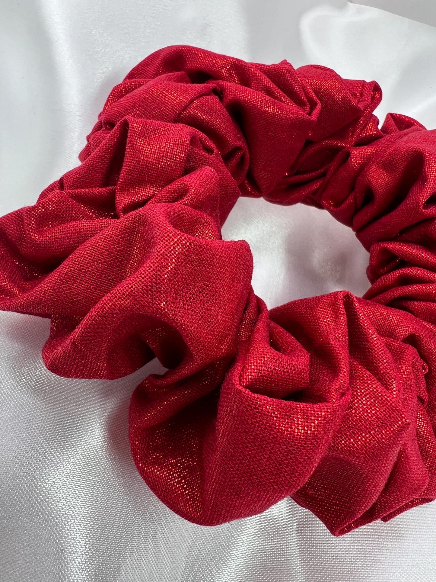 Christmas Scrunchie: Green Satin Holiday Hair Tie