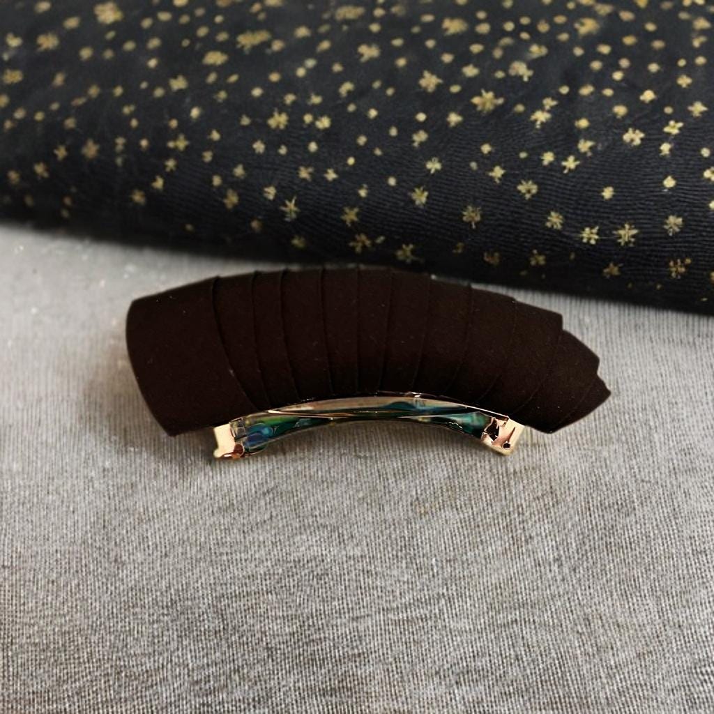 Elevate your hair game with these versatile Black Cotton Barrettes & Hair Clips, perfect for both short and long hair. Designed for effortless style, these chic accessories add a touch of elegance to any look.