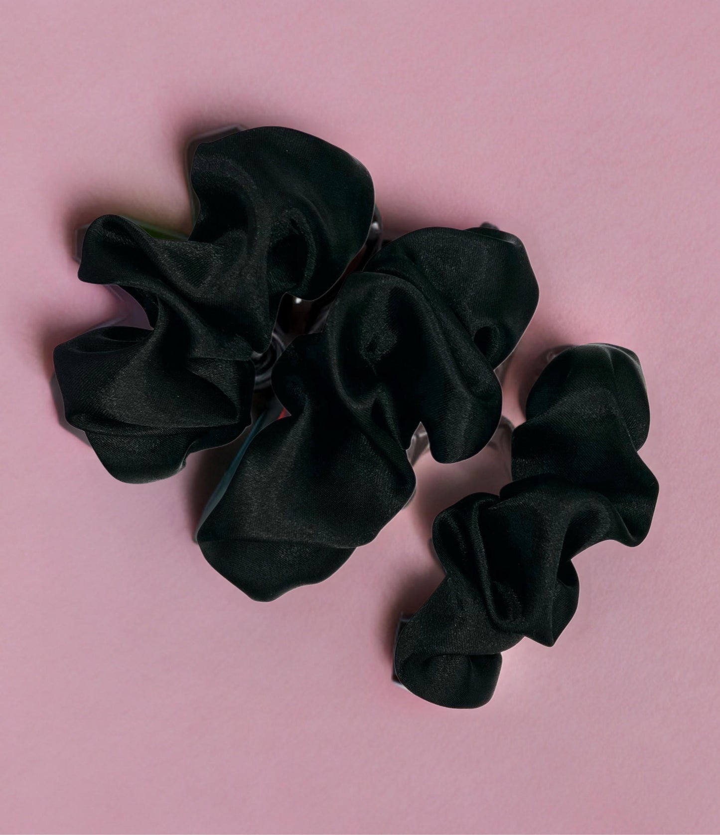 3 black  scrunchie barrettes , shiny scrunchie clips to any type of hair, holds good in your hair
