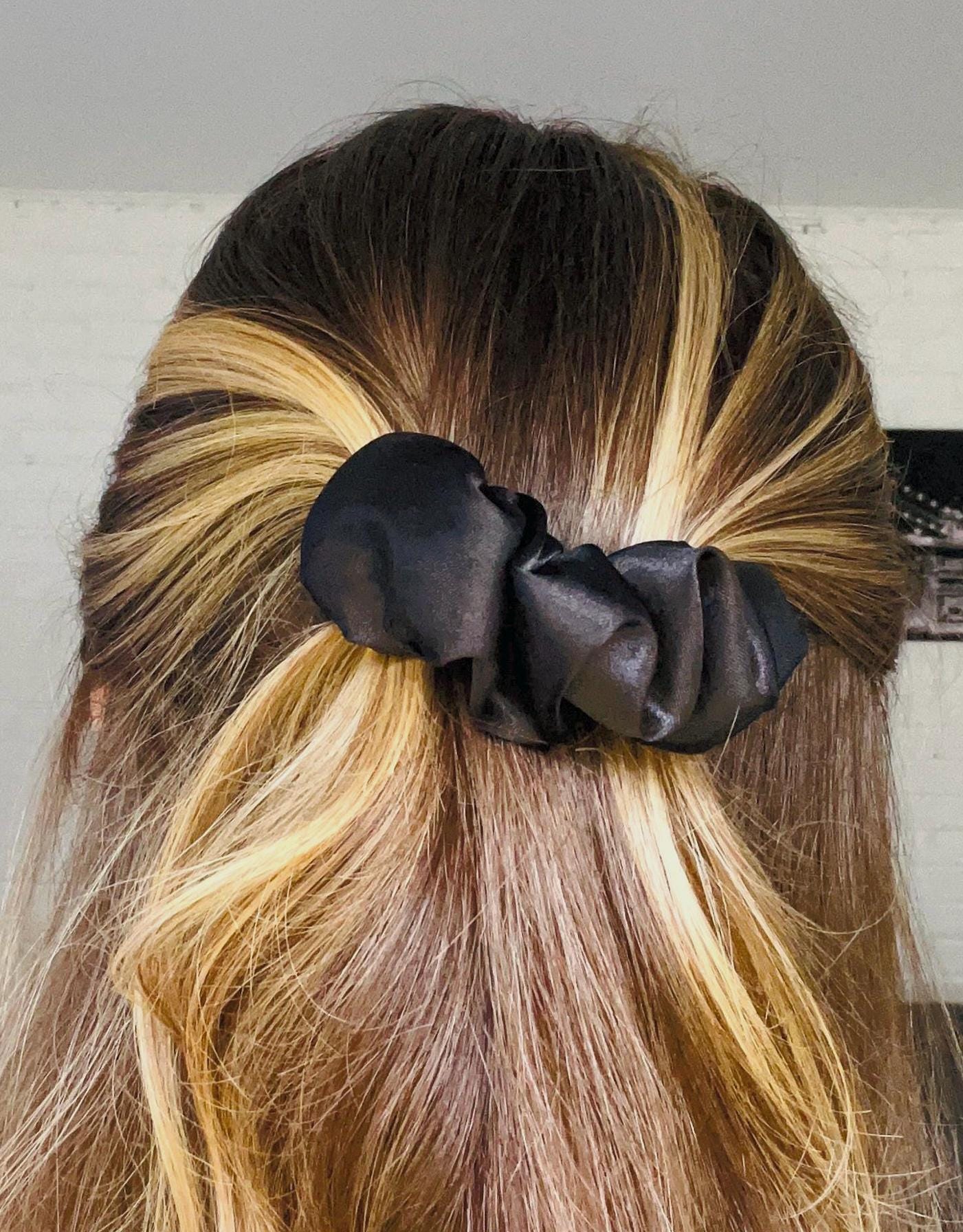 Scrunchie clip for any type of hair , Black French barrette , holding a lot hair .