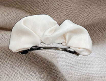 Beige Scrunchie French Barrette: Curly Hair Clip, Various Sizes