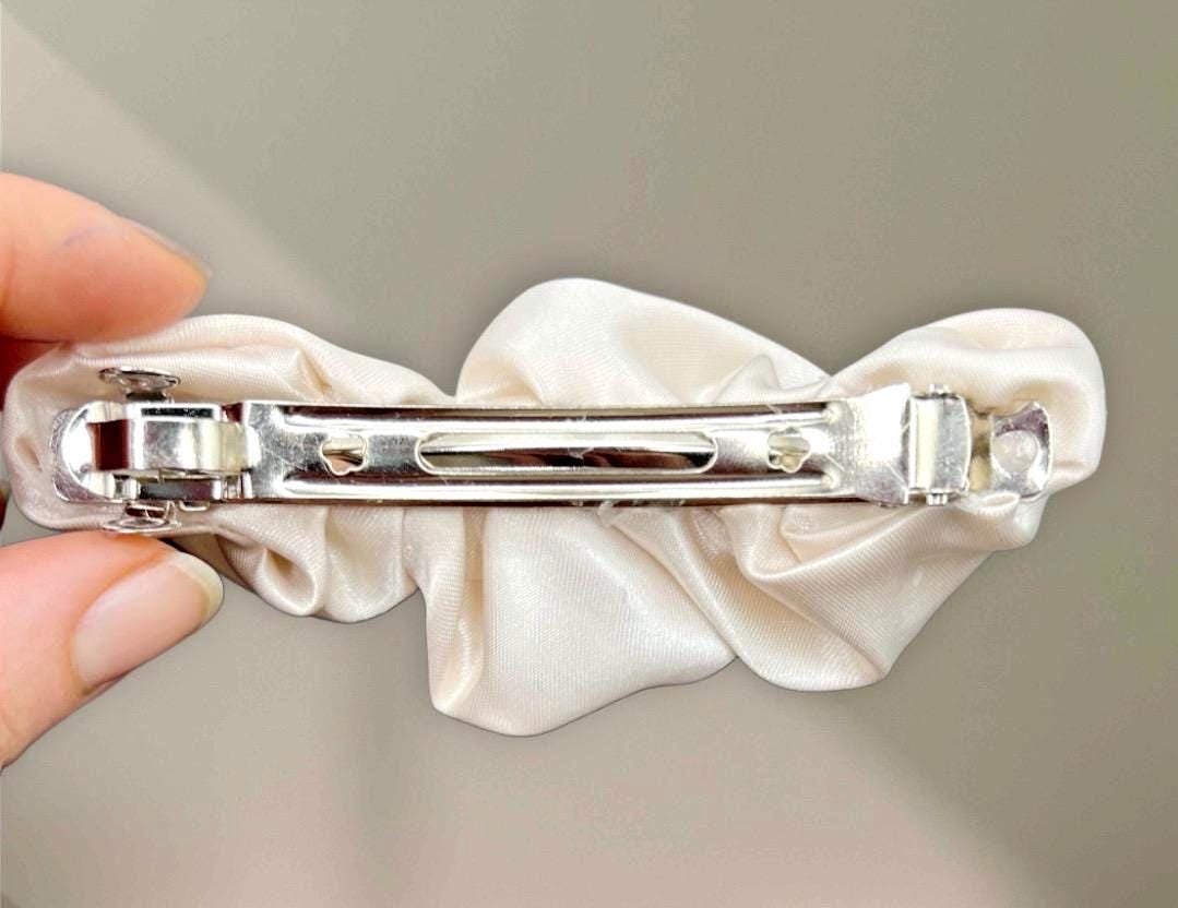 Beige Scrunchie French Barrette: Curly Hair Clip, Various Sizes