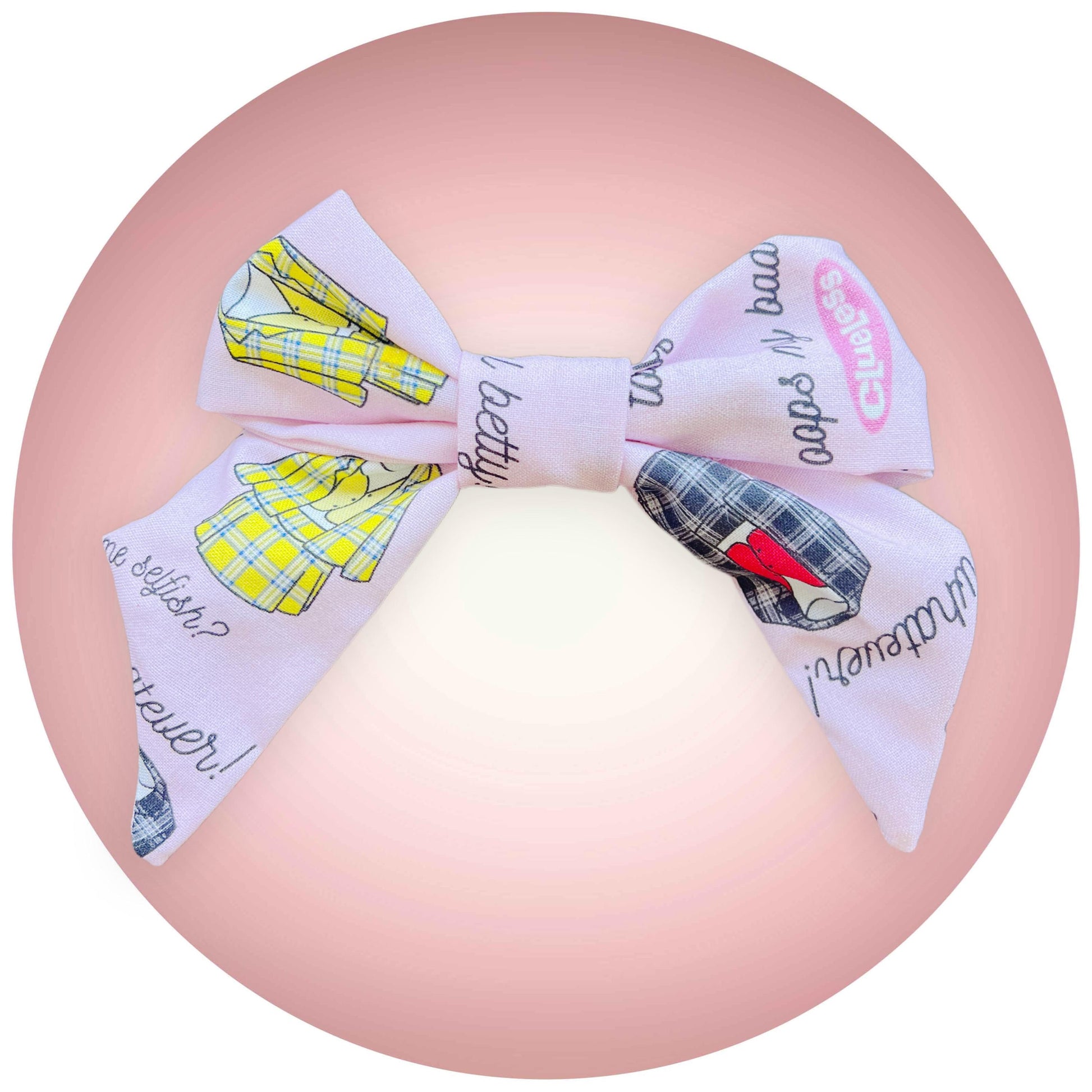 Artsy & Fun
Make a statement with this handmade 5x5” pink cotton hair clip, showcasing bold pop art notes and playful suit patterns in yellow or gray. It’s the kind of piece that adds personality to every outfit, effortlessly!