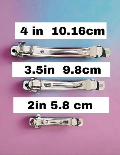 possible sizes on metal clip:
4in
3.5 in 
2 in