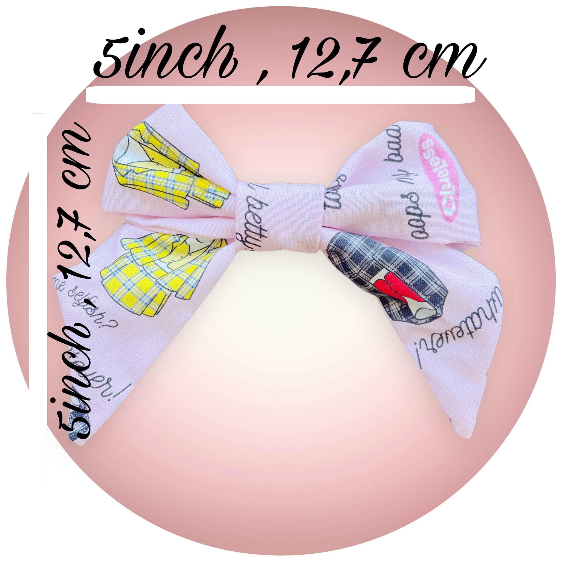 size how much fabric covers and for metal clip you have  3 choices :
4 in
3.5 in 
2 in