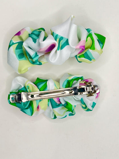 Floral Hair Accessories: Handmade Scrunchie, Bow, and Barrette