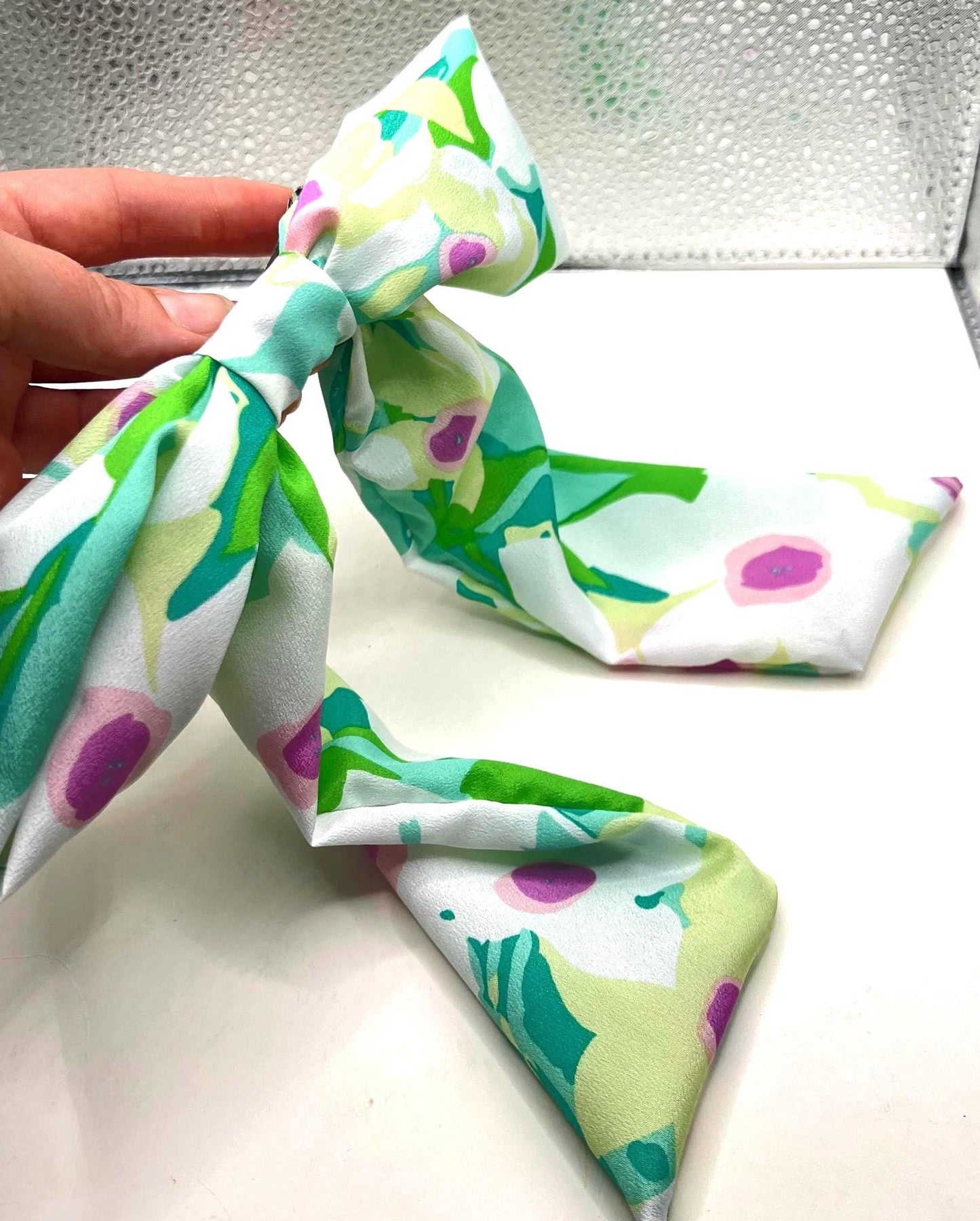 Floral Hair Accessories: Handmade Scrunchie, Bow, and Barrette