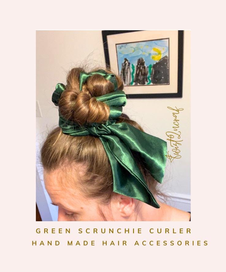 Green Satin Hair Curler: No-Heat Overnight Waves