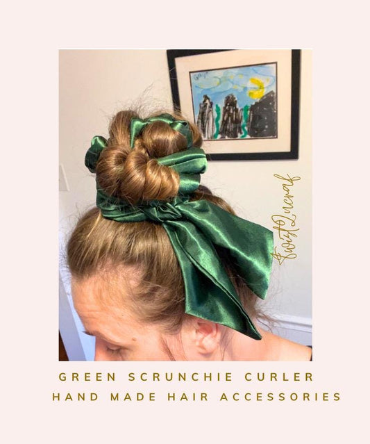 Green Satin Hair Curler: No-Heat Overnight Waves