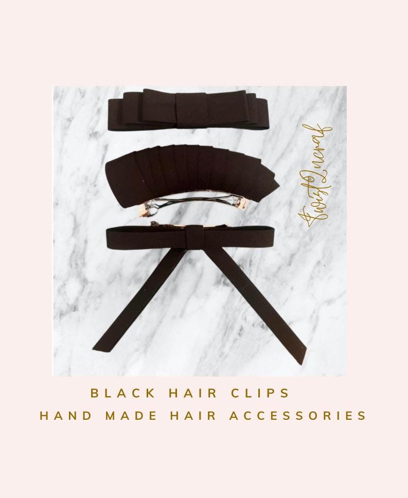 Black Cotton Hair Clips: Bow & Ribbon Barrettes for Everyday Style