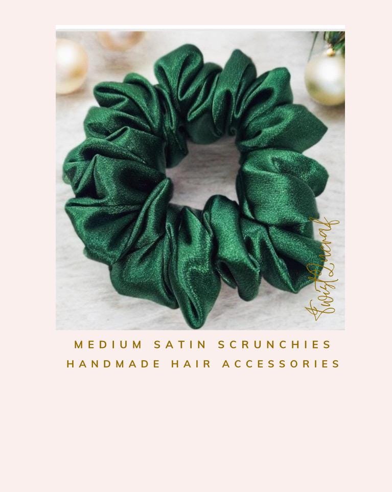 Christmas Scrunchie: Green Satin Holiday Hair Tie