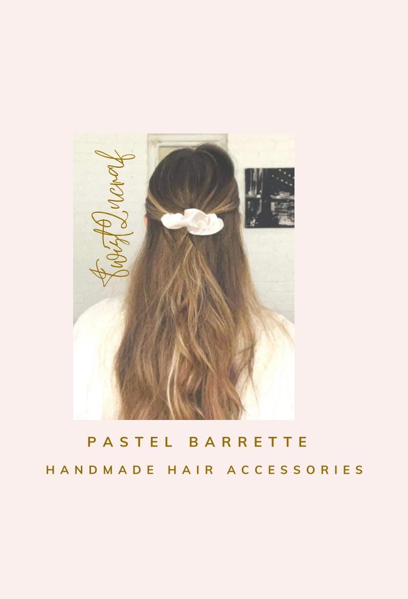 Beige Scrunchie French Barrette: Curly Hair Clip, Various Sizes