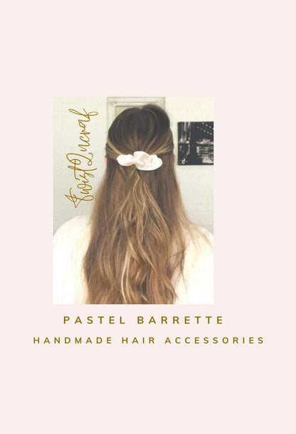 Beige Scrunchie French Barrette: Curly Hair Clip, Various Sizes