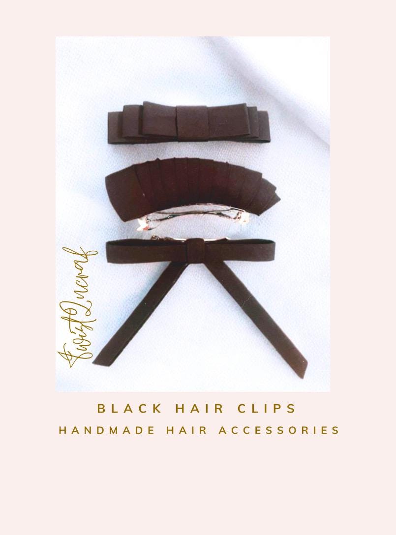Black Cotton Hair Clips: Bow & Ribbon Barrettes for Everyday Style
