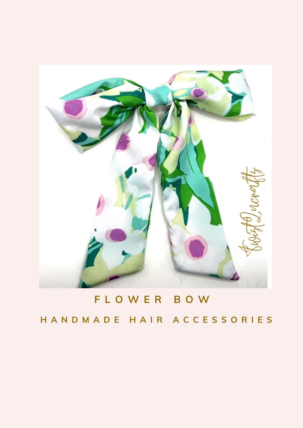 Floral Hair Accessories: Handmade Scrunchie, Bow, and Barrette