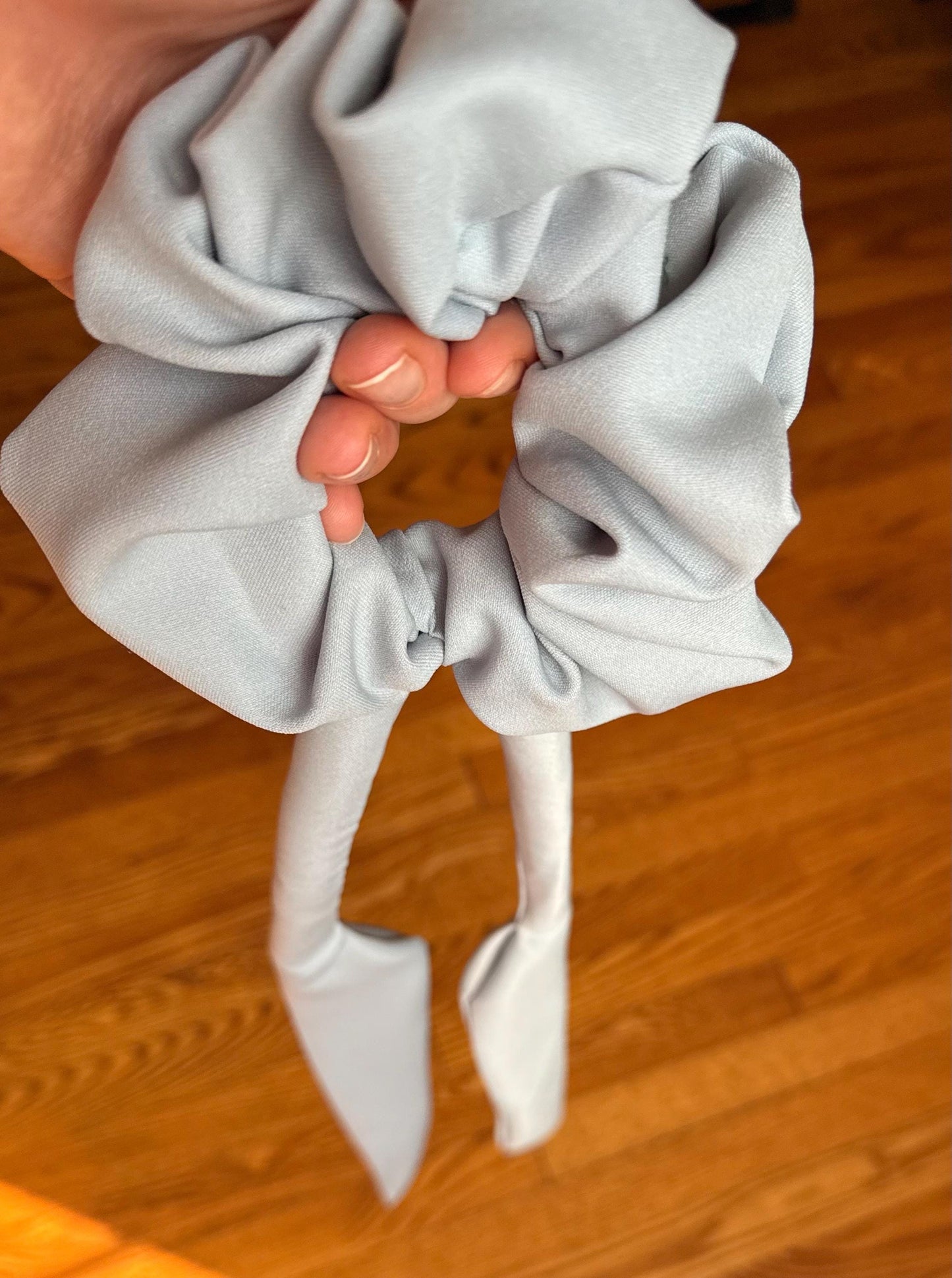 Grey Satin Heatless Hair Curler Scrunchie, No Damage Waves