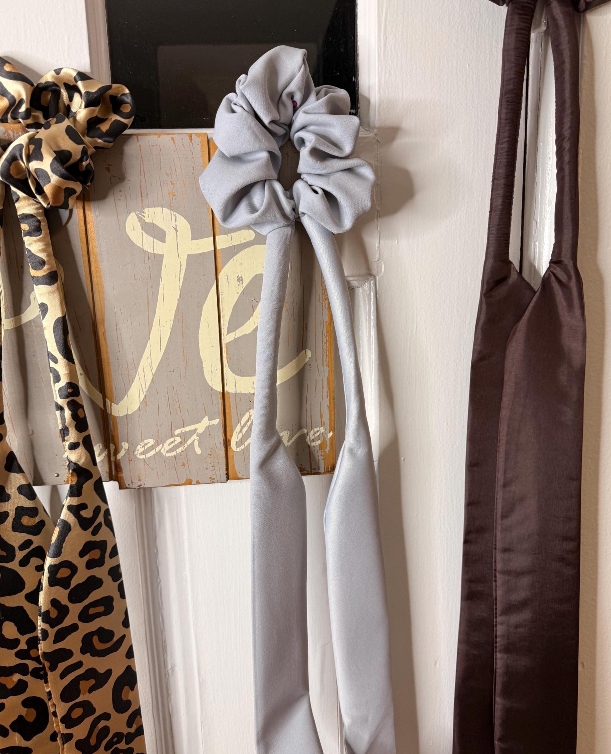 Grey Satin Heatless Hair Curler Scrunchie, No Damage Waves