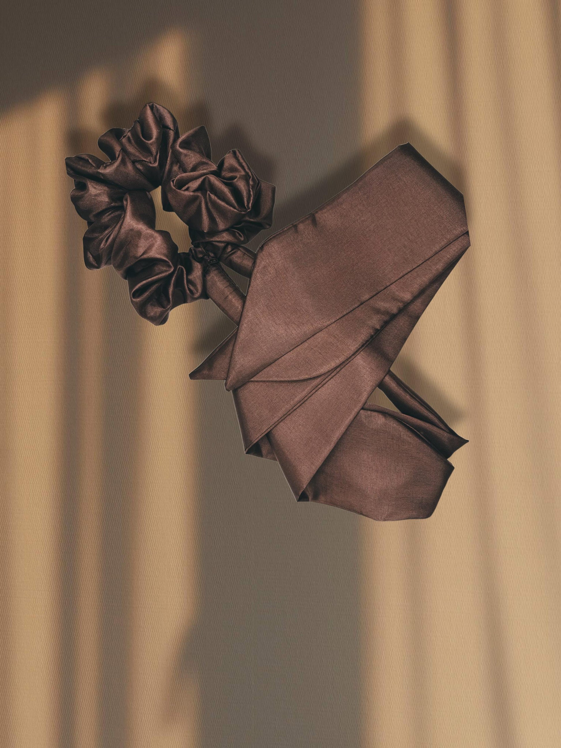 Brown Silky Scrunchie Hair Curler with Long Tails - Heatless Curls