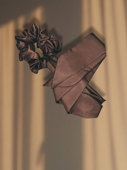 Brown Silky Scrunchie Hair Curler with Long Tails - Heatless Curls