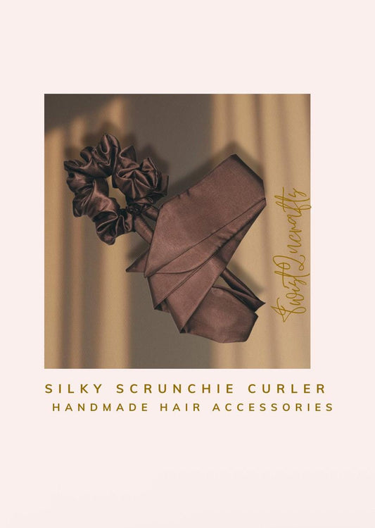 Brown Silky Scrunchie Hair Curler with Long Tails - Heatless Curls